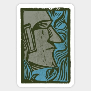 Wood Cut Moai Sticker